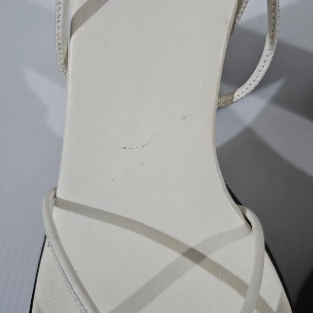 Gia Borghini x RHW Rosie 28 Platform Sandal Womens EU 41 White Leather Wood Heel